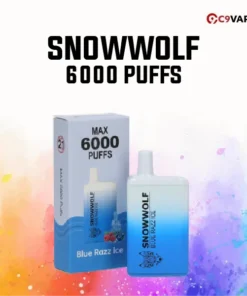 Snowwolf 6000 Puff กลิ่น Blue Razz Ice ราสเบอร์รี่บลูเย็นซ่าสดใส