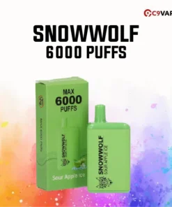 Snowwolf 6000 Puff กลิ่น Sour Apple แอปเปิ้ลเขียวเปรี้ยวจี๊ด