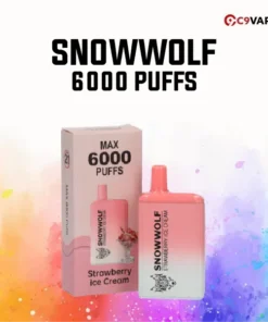 Snowwolf 6000 Puff กลิ่น Strawberry Ice Cream ไอศกรีมสตรอเบอร์รี่นุ่มละมุน