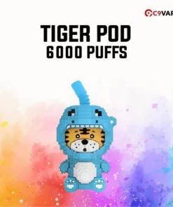 Tiger Pod 6000 Puff กลิ่นลิ้นจี่เย็น หอมลิ้นจี่สด เย็นเจี๊ยบ สดชื่นทุกลมหายใจ