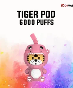 Tiger Pod 6000 Puff กลิ่นพีช หอมละมุน นุ่มนวลเหมือนกัดพีชสดจากสวน