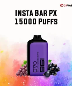 Insta Bar PX 15000 Puffs กลิ่น Blackcurrant Grape Ice องุ่นแบล็กเคอร์แรนท์เย็นฉ่ำ กลิ่นเข้มแน่นเปรี้ยว