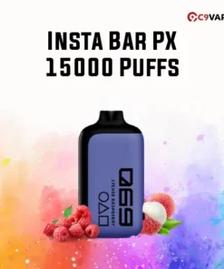 Insta Bar PX 15000 Puffs กลิ่น Lychee Raspberry ลิ้นจี่หวานหอมตัดกับราสเบอร์รีเปรี้ยวจี๊ดลงตัวพอดี