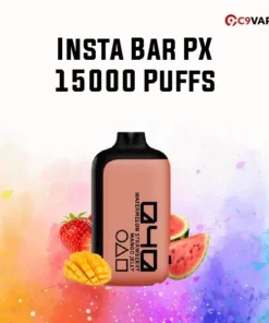Insta Bar PX 15000 Puffs กลิ่น Strawberry Watermelon Mango Jelly สตรอว์เบอร์รี แตงโม มะม่วงเจลลี่รวมกันในคำเดียว หอมหวานซับซ้อน