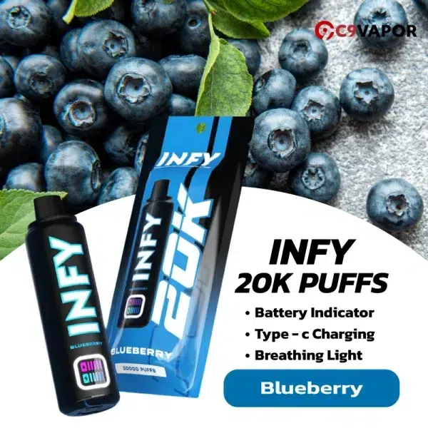 พอต INFY 20K Puffs กลิ่นบลูเบอร์รี่ หอมหวาน กลิ่นผลไม้ชัด สูบง่าย