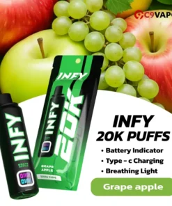 พอต INFY 20K Puffs กลิ่นองุ่นแอปเปิ้ล หอมหวานอมเปรี้ยว สดชื่น สูบลื่น