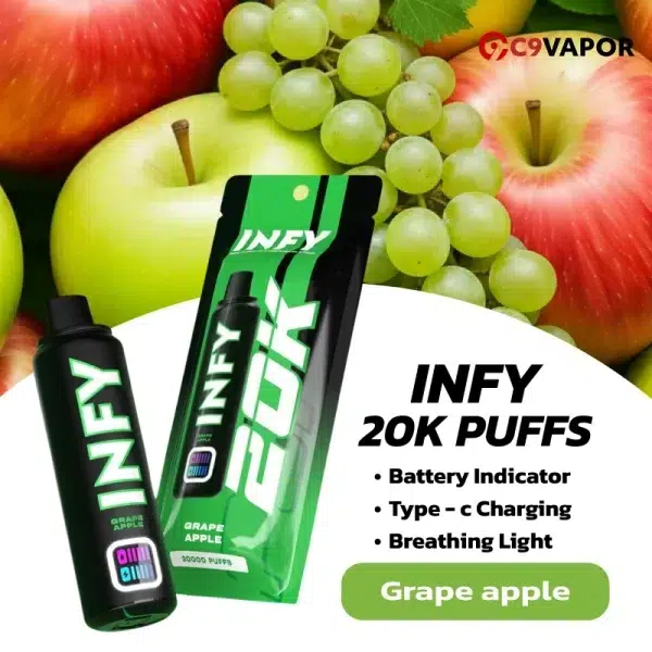 พอต INFY 20K Puffs กลิ่นองุ่นแอปเปิ้ล หอมหวานอมเปรี้ยว สดชื่น สูบลื่น
