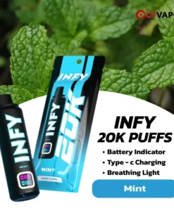 พอต INFY 20K Puffs กลิ่นมิ้นท์เย็นสดชื่น เย็นคม สูบโล่ง ให้ความสดชื่น