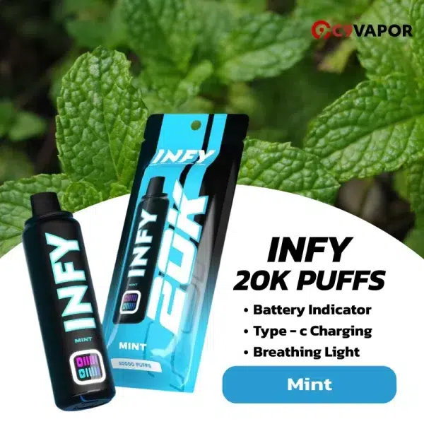 พอต INFY 20K Puffs กลิ่นมิ้นท์เย็นสดชื่น เย็นคม สูบโล่ง ให้ความสดชื่น