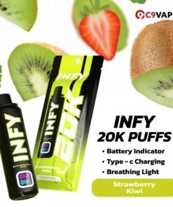 พอต INFY 20K Puffs กลิ่นสตรอว์เบอร์รี่กีวี่ เปรี้ยวหวานสดชื่น กลิ่นผลไม้ชัด