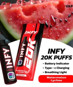 พอต INFY 20K Puffs กลิ่นแตงโมลิ้นจี่ หวานหอม สดชื่น กลิ่นผลไม้ผสม