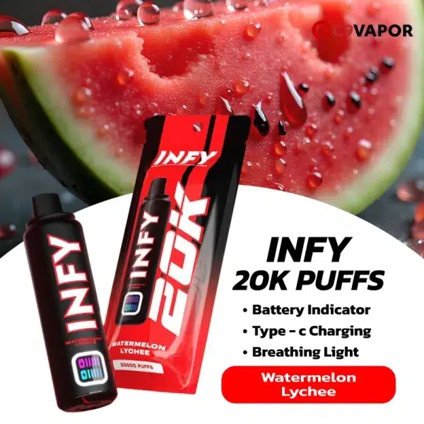 พอต INFY 20K Puffs กลิ่นแตงโมลิ้นจี่ หวานหอม สดชื่น กลิ่นผลไม้ผสม