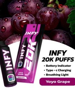 พอต INFY 20K Puffs กลิ่นองุ่นโยโย่ แนวองุ่นน้ำอัดลม หวานซ่า สดชื่น